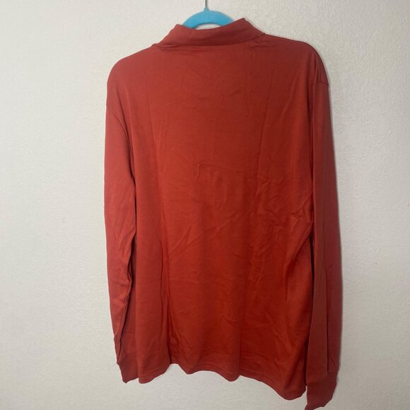 Lot of 2 Lands End Long Sleeve Polo Shirt Mens L Red Orange Cotton Blend - Picture 3 of 7